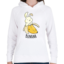 PRINTFASHION Bunana - Női kapucnis pulóver - Fehér női pulóver, kardigán