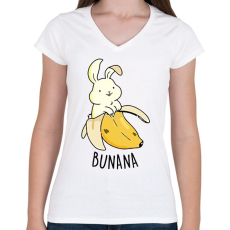 PRINTFASHION Bunana - Női V-nyakú póló - Fehér
