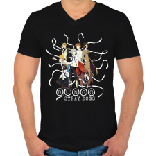 PRINTFASHION Bungo Stray Dogs - Férfi V-nyakú póló - Fekete férfi póló