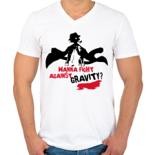 PRINTFASHION Bungo Stray Dogs Wanna fight against gravity? - Férfi V-nyakú póló - Fehér férfi póló