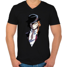 PRINTFASHION Bungou Stray Dogs - Férfi V-nyakú póló - Fekete férfi póló