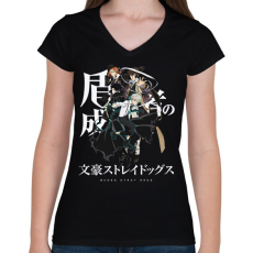 PRINTFASHION Bungou Stray Dogs - Női V-nyakú póló - Fekete