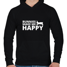PRINTFASHION Bunnies make me happy - Férfi kapucnis pulóver - Fekete