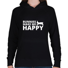PRINTFASHION Bunnies make me happy - Női kapucnis pulóver - Fekete