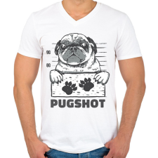 PRINTFASHION Bűnöző mopsz - Férfi V-nyakú póló - Fehér férfi póló