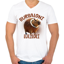 PRINTFASHION Burbaloni Luliloli - Férfi V-nyakú póló - Fehér férfi póló