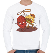PRINTFASHION Burger cowboy - Férfi pulóver - Fehér férfi pulóver, kardigán