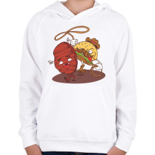 PRINTFASHION Burger cowboy - Gyerek kapucnis pulóver - Fehér gyerek pulóver, kardigán