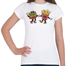 PRINTFASHION Burger és sültkrumpli - Női póló - Fehér női póló