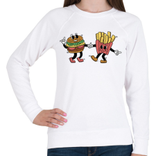 PRINTFASHION Burger és sültkrumpli - Női pulóver - Fehér női pulóver, kardigán