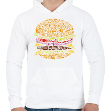 PRINTFASHION Burger - Férfi kapucnis pulóver - Fehér férfi pulóver, kardigán