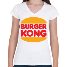 PRINTFASHION Burger kong - Női V-nyakú póló - Fehér női póló