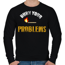 PRINTFASHION BURN YOUR PROBLEMS - Férfi pulóver - Fekete férfi pulóver, kardigán