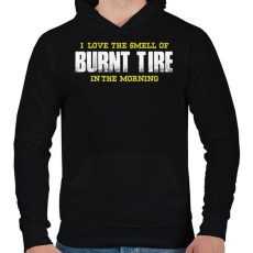 PRINTFASHION Burnt Tire - Férfi kapucnis pulóver - Fekete