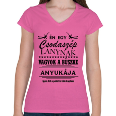 PRINTFASHION Büszke anyuka - Női V-nyakú póló - Rózsaszín