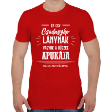 PRINTFASHION Büszke apuka - Lány - Férfi póló - Piros