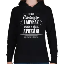 PRINTFASHION Büszke apuka - Lány - Női kapucnis pulóver - Fekete női pulóver, kardigán