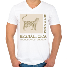 PRINTFASHION Büszke cica tulajdonos - Bengáli - Férfi V-nyakú póló - Fehér