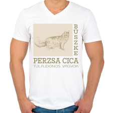 PRINTFASHION Büszke cica tulajdonos - Perzsa - Férfi V-nyakú póló - Fehér férfi póló