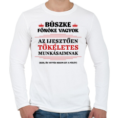 PRINTFASHION Büszke főnök - Férfi hosszú ujjú póló - Fehér