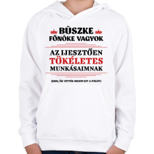 PRINTFASHION Büszke főnök - Gyerek kapucnis pulóver - Fehér gyerek pulóver, kardigán