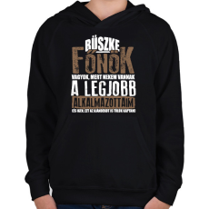 PRINTFASHION Büszke főnök - Gyerek kapucnis pulóver - Fekete