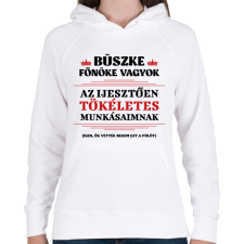 PRINTFASHION Büszke főnök - Női kapucnis pulóver - Fehér női pulóver, kardigán