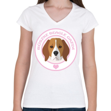 PRINTFASHION Büszke gazdi: Beagle - Női V-nyakú póló - Fehér