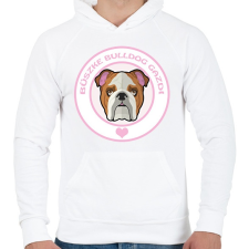 PRINTFASHION Büszke gazdi: Bulldog - Férfi kapucnis pulóver - Fehér férfi pulóver, kardigán