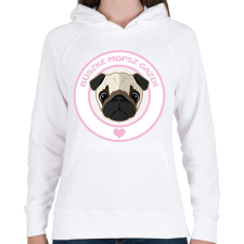 PRINTFASHION Büszke gazdi: Mopsz - Női kapucnis pulóver - Fehér női pulóver, kardigán