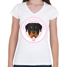 PRINTFASHION Büszke gazdi: Rottweiler - Női V-nyakú póló - Fehér női póló