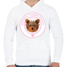 PRINTFASHION Büszke gazdi: Yorkie - Férfi kapucnis pulóver - Fehér