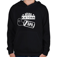 PRINTFASHION Büszke katona apa - Gyerek kapucnis pulóver - Fekete gyerek pulóver, kardigán