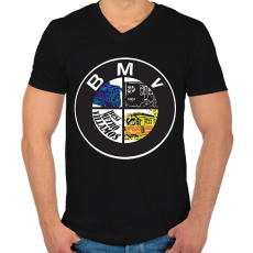 PRINTFASHION buszmetróvillamos - Férfi V-nyakú póló - Fekete