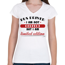 PRINTFASHION Buszsofőr - Limitált kiadás - Női V-nyakú póló - Fehér női póló