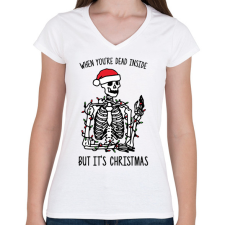 PRINTFASHION But it's Christmas - Női V-nyakú póló - Fehér női póló