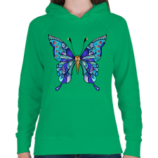 PRINTFASHION Butterflies - Női kapucnis pulóver - Zöld női pulóver, kardigán