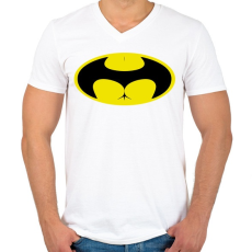 PRINTFASHION Buttman - Férfi V-nyakú póló - Fehér