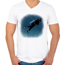 PRINTFASHION Búvár - Férfi V-nyakú póló - Fehér férfi póló