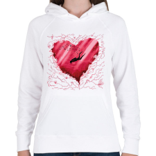 PRINTFASHION Búvár love to dive - Női kapucnis pulóver - Fehér női pulóver, kardigán