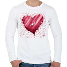 PRINTFASHION Búvár szív - Férfi hosszú ujjú póló - Fehér férfi póló
