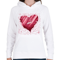 PRINTFASHION Búvár szív - Női kapucnis pulóver - Fehér