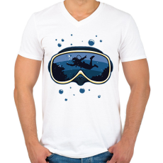 PRINTFASHION Búvárkodás világa - Férfi V-nyakú póló - Fehér