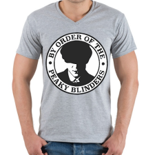 PRINTFASHION By order - Férfi V-nyakú póló - Sport szürke férfi póló