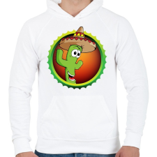 PRINTFASHION Cactus - Férfi kapucnis pulóver - Fehér férfi pulóver, kardigán