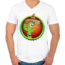 PRINTFASHION Cactus - Férfi V-nyakú póló - Fehér