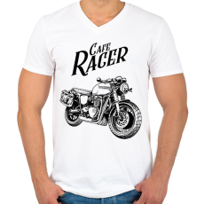 PRINTFASHION cafe racer - Férfi V-nyakú póló - Fehér