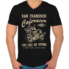 PRINTFASHION cafe racer - Férfi V-nyakú póló - Fekete férfi póló