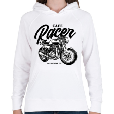 PRINTFASHION Cafe racer - Női kapucnis pulóver - Fehér női pulóver, kardigán