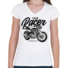 PRINTFASHION Cafe racer - Női V-nyakú póló - Fehér